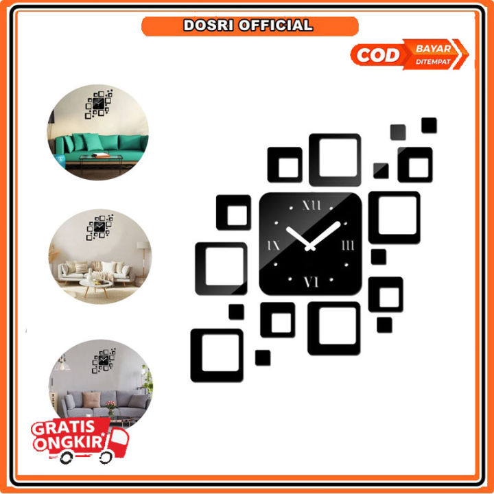 Bisa Cod Jam Dinding Tempel Diy Analog D Giant Modern Clock Jam Dinding Model Kotak