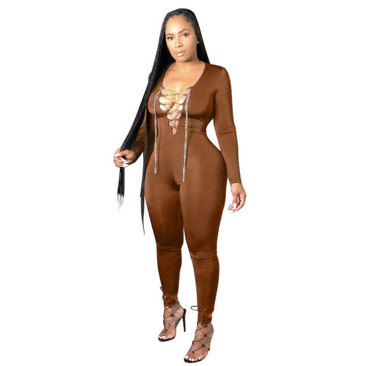 cmyaya-autumn-chain-lace-up-v-neck-long-sleeve-jumpsuit-women-active-sexy-club-night-party-bodycon-romper-one-piece-overalls