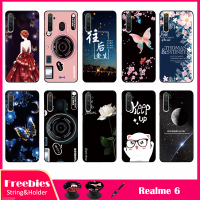 มาใหม่ล่าสุดสำหรับ OPPO Realme 6/6i เคสโทรศัพท์สำหรับ OPPO ซิลิคอนเคสนิ่มปกคลุมด้วยรูปแบบเดียวกันขาตั้งโทรศัพท์และเชือก