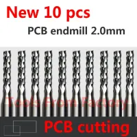 10ชิ้นคาร์ไบด์ Pcb Cnc ดอกสว่านสลักที่ตัดปลายหมุนตัดเจาะหลุม Endmill ขนาดเส้นผ่าศูนย์กลาง2.0มิลลิเมตร St3.2.10