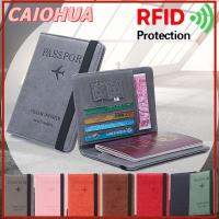 CAIOHUA แบบพกพา ผู้ถือบัตรเครดิต หนัง ชุดเอกสาร กระเป๋าสตางค์ RFID กระเป๋าหนังสือเดินทาง กระเป๋าเดินทาง ผู้ถือหนังสือเดินทาง