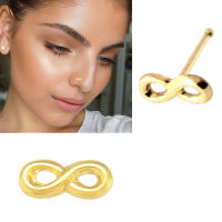 9K Gold Ball End Infinity Nose stud เครื่องประดับ ทองแท้ เพชรพลอย  จิวจมูกทองแท้ 9K Gold Ball End Infinity Nose stud