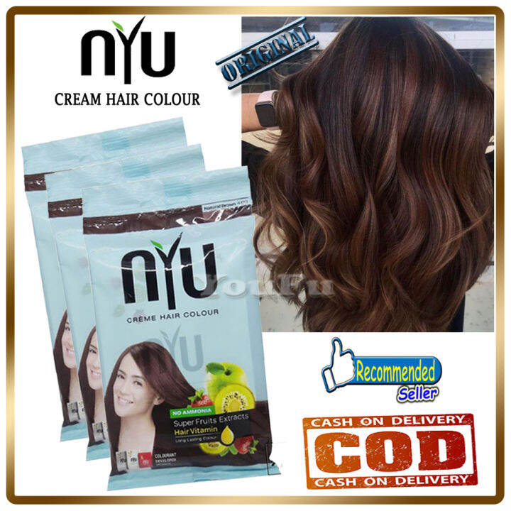 Nyu Creme Hair Colour 30ml Natural Brown Asli Tanpa Amonia Cat Rambut Korea Tanpa Di Bleaching