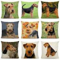 [HOT LZLLZKLKLWGH 559] น่ารัก Welsh Terrier เบาะรองนั่ง45X45ซม. โยนหมอนสุนัขรูปแบบหมอนตกแต่ง DWG051