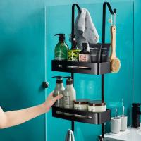 Hanging Bath Shelves Bathroom Shelf Organizer Nail-free Shower shampoo Holder Storage Shelf Rack Bathroom Black Basket Holder