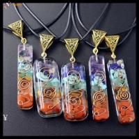 FROJTY 7 Chakra orgonite สร้อยคอจี้ลูกตุ้มเรกิ คริสตัลรักษารักษา Amulet สร้อยคอหินหลากสี ของขวัญที่สร้างสรรค์ พีระมิดหกเหลี่ยม สร้อยคอจี้จักระพลังงาน