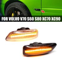 2ชิ้นสำหรับวอลโว่ XC90 S80 V70 XC70 S60 2001-2009ไฟแสดงสถานะทวนเครื่องหมายไฟ LED ด้านข้างแบบไดนามิกเลนส์คริสตัล