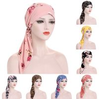 【YF】 Womens Muslim Hijab Cancer Chemo Caps Flower Print Turban Cap Hair Loss Headscarf Elastic Cotton muslim Scarf  Headwear