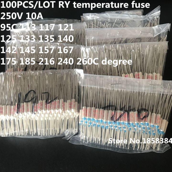 100pcs/lot RY75-280 TF 75 121 142 172 184 216 240 Degree Celsius 250V 10A Circuit Cut Off Temperature Thermal Fus Replacement Parts