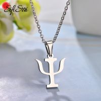 Sifisrri Minimalistic PSI Symbol Necklaces For Women Men Stainless Steel Psychology Pendant Necklace Greek Letter Jewelry Gift