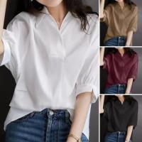 [COD] 2022 Ladies Muslim V Neck Shirt Color Loose Top