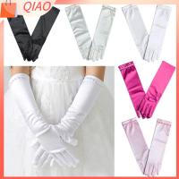 QIAO โบว์สำหรับผูก ถุงมือสำหรับสวม ชุดแต่งงานสำหรับเด็ก เครื่องประดับกระโปรงเจ้าหญิง ถุงมือเด็กผู้หญิงดอกไม้งานแต่งงาน เสื้อผ้าสำหรับเด็ก ถุงมือเต็มนิ้ว ถุงมือเวที ถุงมือเจ้าหญิง ถุงมือสำหรับงานแต่งงาน