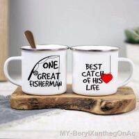 【hot】﹊☂☒ Best Catch of His Couple Mugs Cup Enamel Camping Handle for Wife Husband