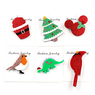 【CW】 Chirstmas Brooch Safety Pin Brooches Glitter