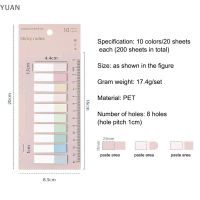 YUAN แผ่นกระดาษโน้ตหลากสี200แผ่น แพ็คแผ่นจดบันทึกแผ่นจดบันทึกสมุดโน้ตอุปกรณ์เครื่องเขียนโรงเรียนสำนักงาน