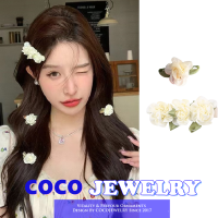 เครื่องประดับ COCOJEWELRY กิ๊บติดผมผู้หญิงและดอกมะลิย้อนยุคบรรยากาศซาตินดอกไม้ปิ่นปักผมอุปกรณ์ผมปิ่น