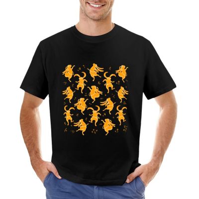 Easter Bunny Dancing Yellow Color T-Shirt Black T Shirts Short Sleeve Tee Mens Workout Shirts