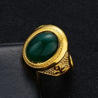 Mens Ring Gold-Plated Golden Rich Fortune Ring Live Mouth Adjustable Vietnamese Sand Gold Long-Lasting Color Jewelry