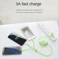 3A Fast Charging Retractile Data Cable Three Interfaces Cable Macaron Retractabl Triple for Apple Type-c Android Three-in-One Data Line