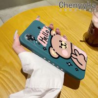 เคส Chenyyka สำหรับ OPPO A17 A17K ลายการ์ตูน็hello Bear เคสโทรศัพท์ดีไซน์ใหม่บางแบบสร้างสรรค์เคสป้องกันขอบสี่เหลี่ยมเคสนิ่มเคสปลอกซิลิโคนกันกระแทก