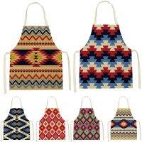 Geometry Style Red Apron Sleeveless Cotton Linen Aprons Apron Bar Lattice Printing Living Room Aprons Bibs Home Custom Apron Bib