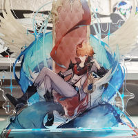 2022 Genshin Impact Original Tartaglia Acrylic Figure Stand Character Elements Effects Water Throne Angel Wings Keychain Cosplay