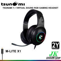 หูฟังเกมมิ่ง Tsunami รุ่น M-Lite X1 7.1 Virtual Sound RGB GAMING HEADSET พอร์ทเชื่อมต่อ USB รับประกัน 2 ปี