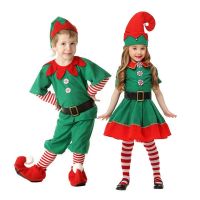 (MENGHONG)ชุดคอสเพลย์คริสต์มาสเอลฟ์,เครื่องแต่งกายเทศกาลคริสต์มาสฮาโลวีนสำหรับเด็กเด็กผู้ชายเด็กผู้หญิง