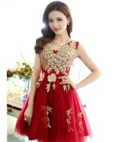 New Arrival Peacock Design Short Lady Girl Women Princess Bridesmaid Banquet Party Ball Dress Gown