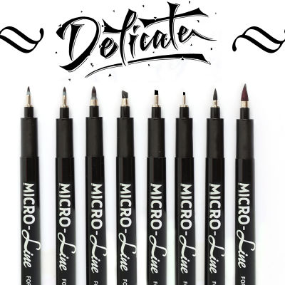ปากกาเขียนด้วยมือ, ปากกาพู่กันเขียนพู่กัน, Pigment Liner Micron Pen Black Markers Set for Artist Sketch, Technical, Beginners-zptcm3861