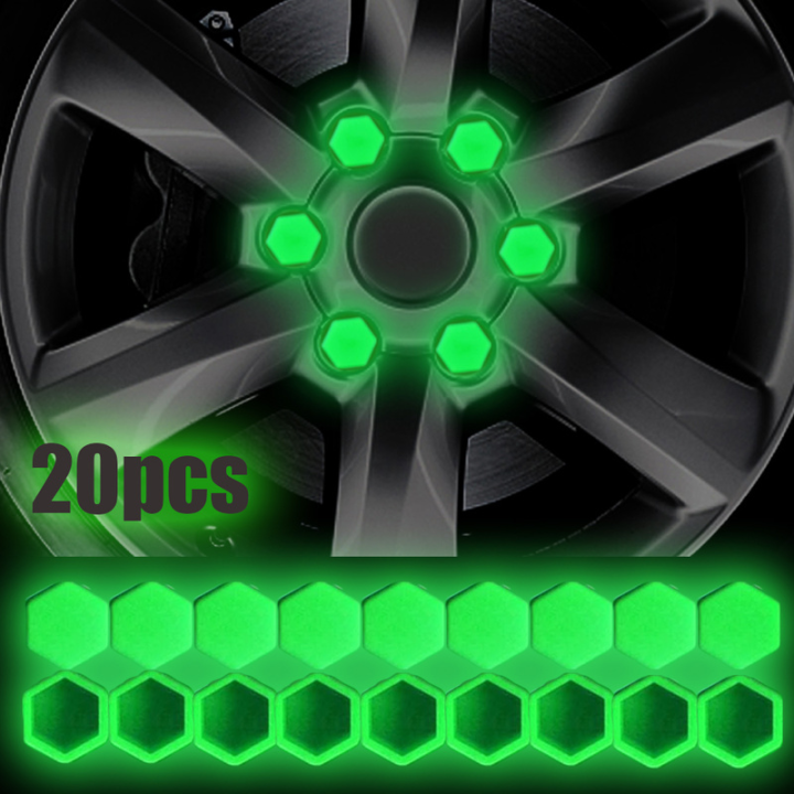 20Pcs Car Tire Luminous Hub Screw Cover Wheel Nuts Screw Bolt Decor