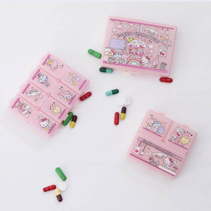 sanrio-mymelody-cartoon-cute-storage-box-medicine-box-divided-jewelry-box-easy-to-carry-and-easy-to-store-medicine-first-aid-storage