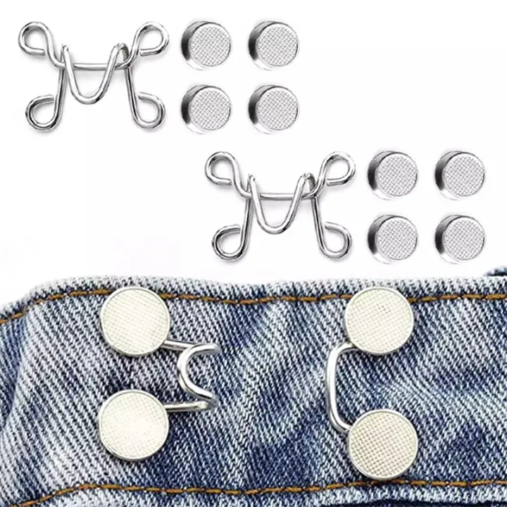 4sets Detachable For Loose Pants Metal Waist Tightener Jean Button