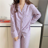 Alien Kitty 2021 Girls Lady Lapel Plaid All Match Casual Sleepwear Loose Homewear Geometric Women Hot Sweet Chic Pajamas Sets