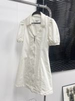 Uniqlo retro puff sleeve shirt dress womens summer 2023 new POLO collar A-line skirt short skirt