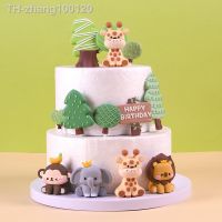 New Forest Animal Cake Decor Giraffe Tiger Monkey Elephant Jungle Safari Party Cake Topper Happy Kids Birthday Party Supplies