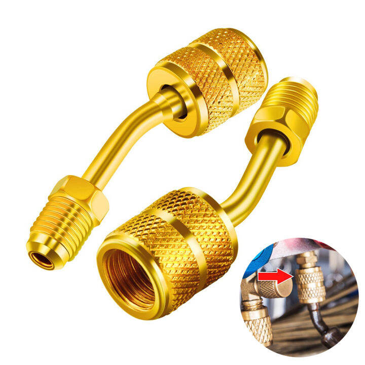 Leesa 2 PCS R410a Charging Port Adapter 5/16" SAE Female to 1/4" Male