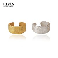 F.I.N.S 1PC Minimalist Uneven S925 Sterling Silver Ear Clip Texture INS Wide Ear Cuff No Pierced Silver 925 Ear Bone Jewelry