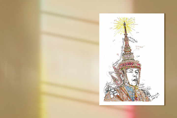ภาพวาดในหลวง-ร-10-ทรงราชย์-lz-k010-ภาพวาดลายเส้นปากกาหมึกซึม-งานปริ้นท์เลเซอร์