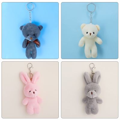 【CC】 little bear rabbit doll keychain pendant female schoolbag backpack accessories stuffed plush