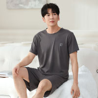 Fast Shipping Modal Pajamas MenS Summer Thin Short -Sleeved Shorts, Outdoor Jackets, Simple Casual Large Size Young And