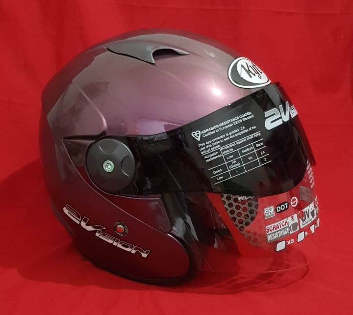 Helm KYT 2 Vision solid Purple / ungu / half face / double visor/ helm