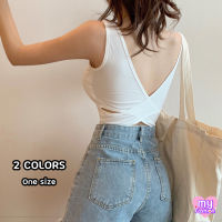 ?MYF มาใหม่?เสื้อกล้ามแต่งเว้าด้านหลังสายไขว้แฟชั่น 2 สี