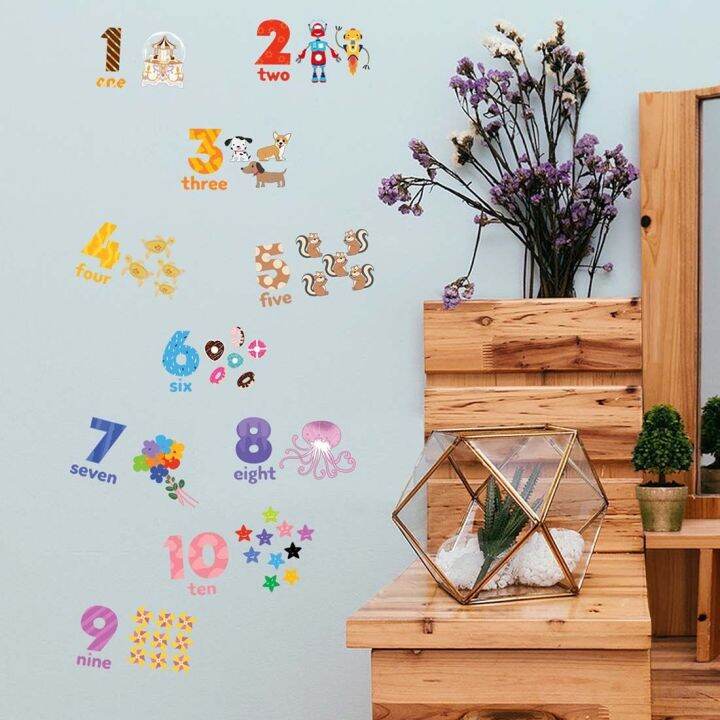 24-home-accessories-ใหม่-diy-ไวนิลภาพจิตรกรรมฝาผนังศิลปะสำหรับห้องเด็กการ์ตูนสัตว์ผนังสติ๊กเกอร์จำนวนป่าผลไม้รูปลอกผนัง