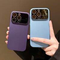 เคสสีทึบแบบบางเนื้อด้านสำหรับ iPhone 14 Pro Max 14Pro 12 13 Pro Max 14 Plus เคสตัวปกป้องกล้องถ่ายรูปกระจกหน้าต่างใหญ่แฟชั่นฝาครอบพีซี