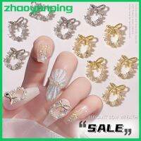 Zhaoyanping 3D Rhinestone คริสตัลเล็บ Garland Pearl Dangle Charms ตกแต่งเล็บคริสต์มาส