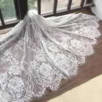 3Meter/Lot Eyelashes Lace Trim Flower off white Black Lace Fabric Diy Clothes Accessories 70cm Wide Pipe Fittings Accessories