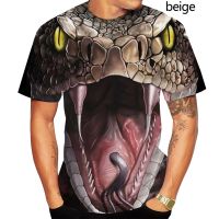 Horror Eerie Snake 3D Printing Mens Domineering T-shirt Fashion Novelty Short Sleeve Unisex Fun Snakeskin Cobra Tops