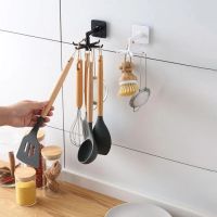 6-jaw Self Adhesive Hooks For Kitchen 360 Degrees Rotatable Hook Multi-Purpose Wall Door Storage Organizer Bathroom Hanging Rack