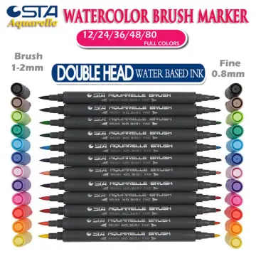 STA 3110 80 Color Dual Head Watercolor Brush Markers Pen Sketch Drawing  Paint Manga Art Supplies (36 Color Set)
